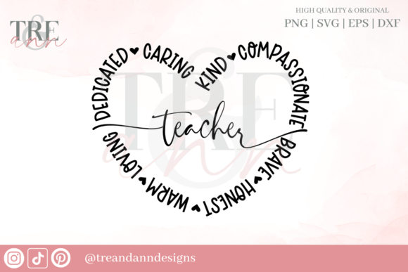 Teacher Adjective Heart SVG PNG EPS DXF