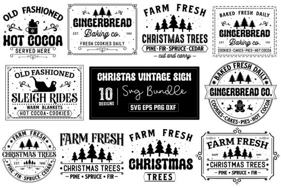 Vintage Christmas Sign SVG Bundle